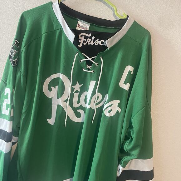 Dallas Stars & Frisco Roughriders Riders Promo Jersey /Green Sz L - Picture 3 of 4
